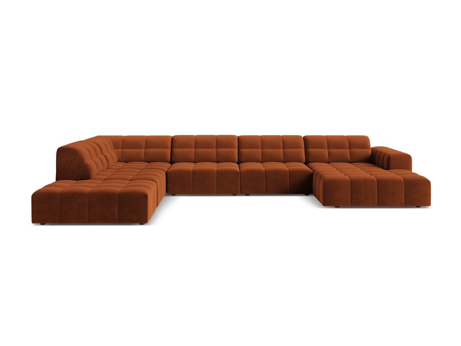 7-Sitzer Panoramic Ecksofa links Jennifer in Terracotta-Bluvel präsentiert im Onlineshop von KAQTU Design AG. Ecksofa links ist von Micadoni