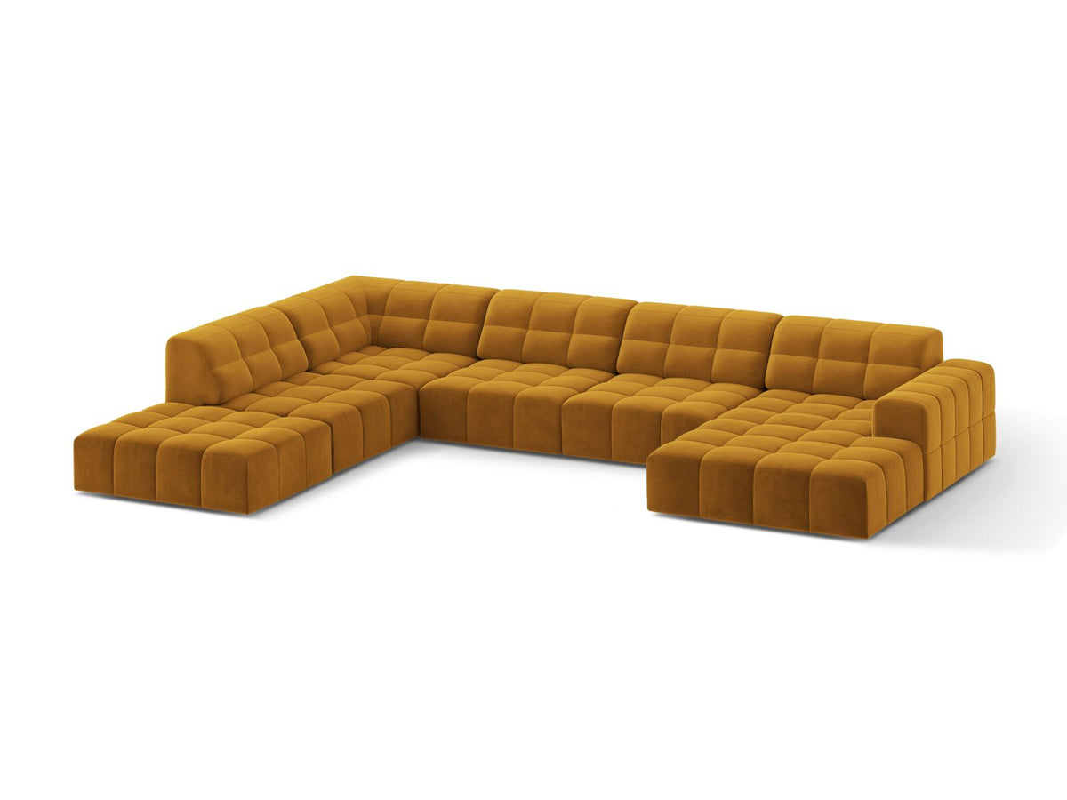 7-Sitzer Panoramic Ecksofa links Jennifer in Yellow-Bluvel präsentiert im Onlineshop von KAQTU Design AG. Ecksofa links ist von Micadoni