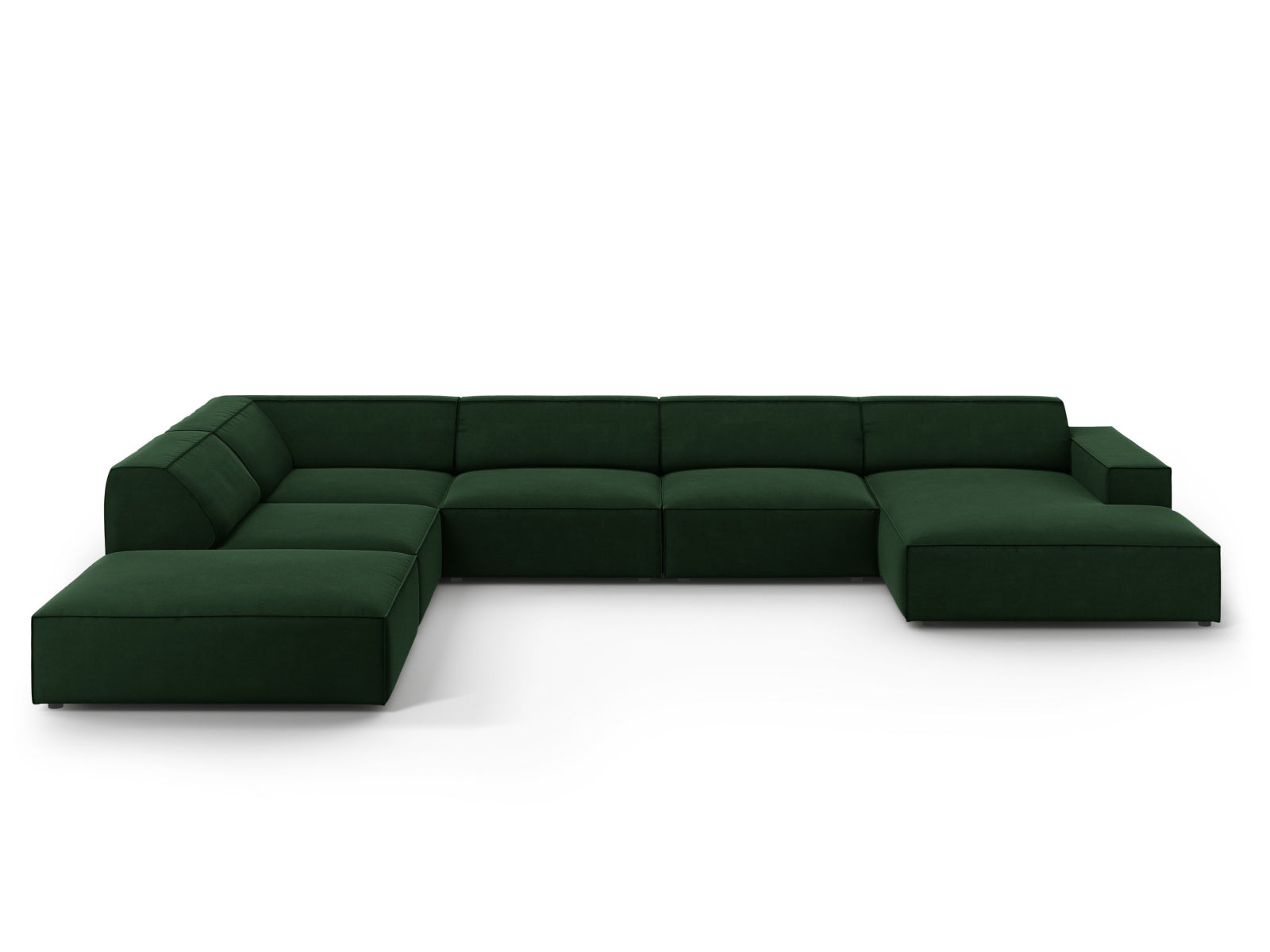 Jodie Velour modulares Panoramic Ecksofa links 7 Sitzer in Bottle Green-Bluvel präsentiert im Onlineshop von KAQTU Design AG. L-Sofa links ist von Micadoni