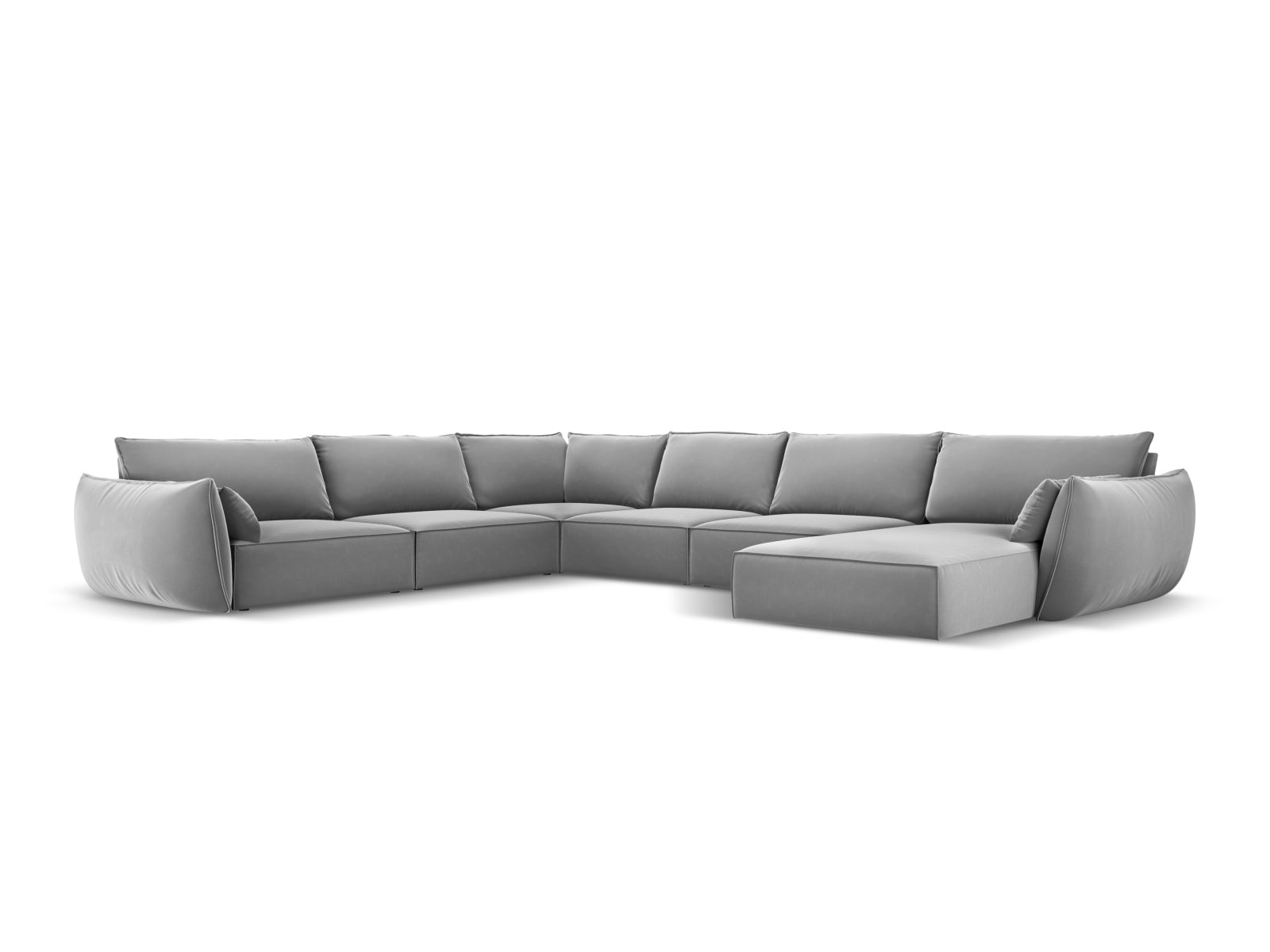 Kaelle Velour Panoramic Ecksofa links 8 Sitzer in Grey-Bluvel präsentiert im Onlineshop von KAQTU Design AG. Ecksofa links ist von Micadoni