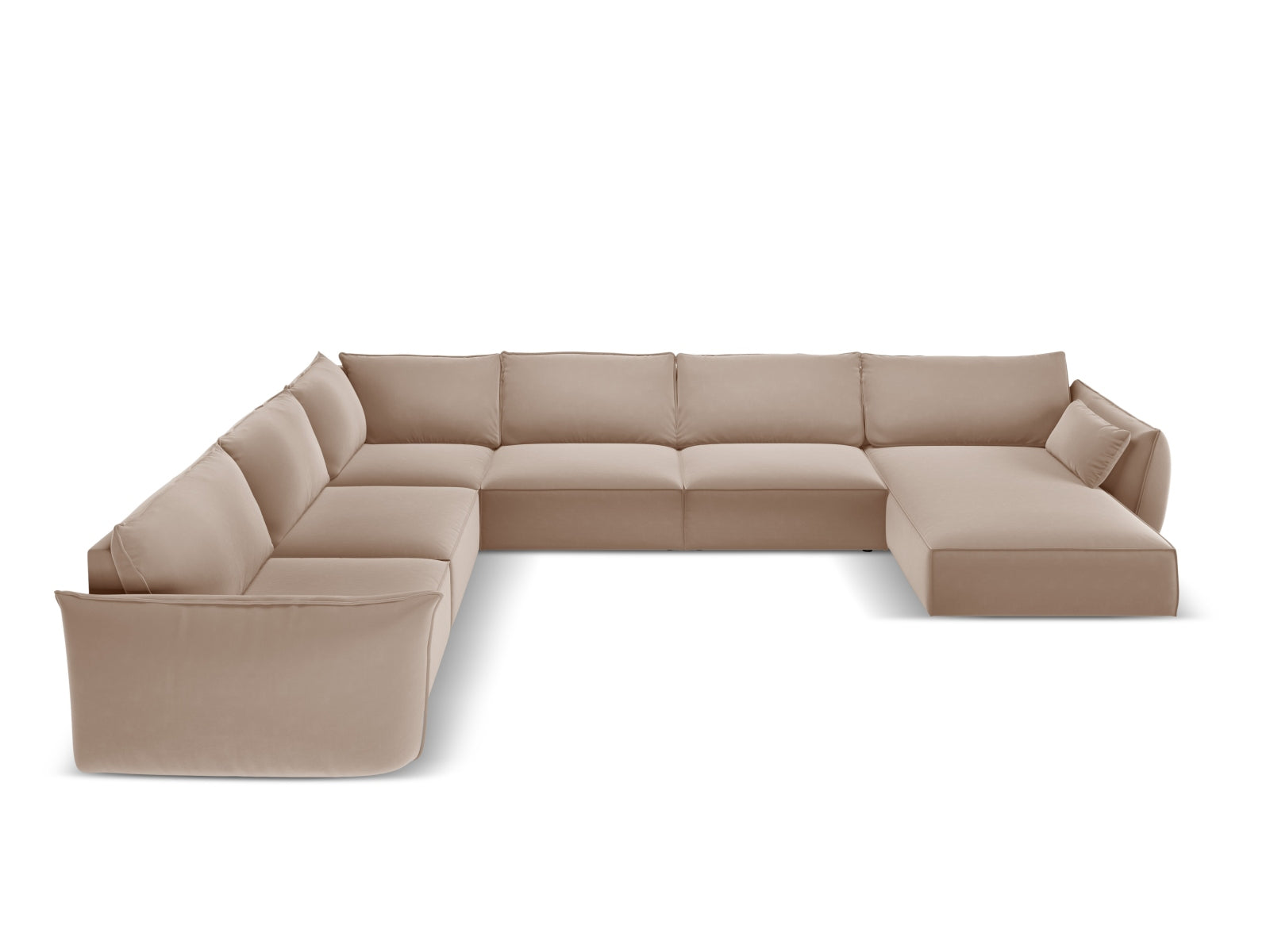 Kaelle Velour Panoramic Ecksofa links 8 Sitzer in Beige präsentiert im Onlineshop von KAQTU Design AG. Ecksofa links ist von Micadoni