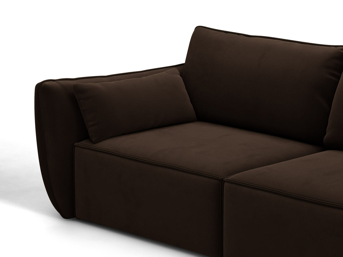 L-Sofa Kaelle Panoramasofa links von Micadoni mit Stoffbezug und niedrigen schwarzen Beinen