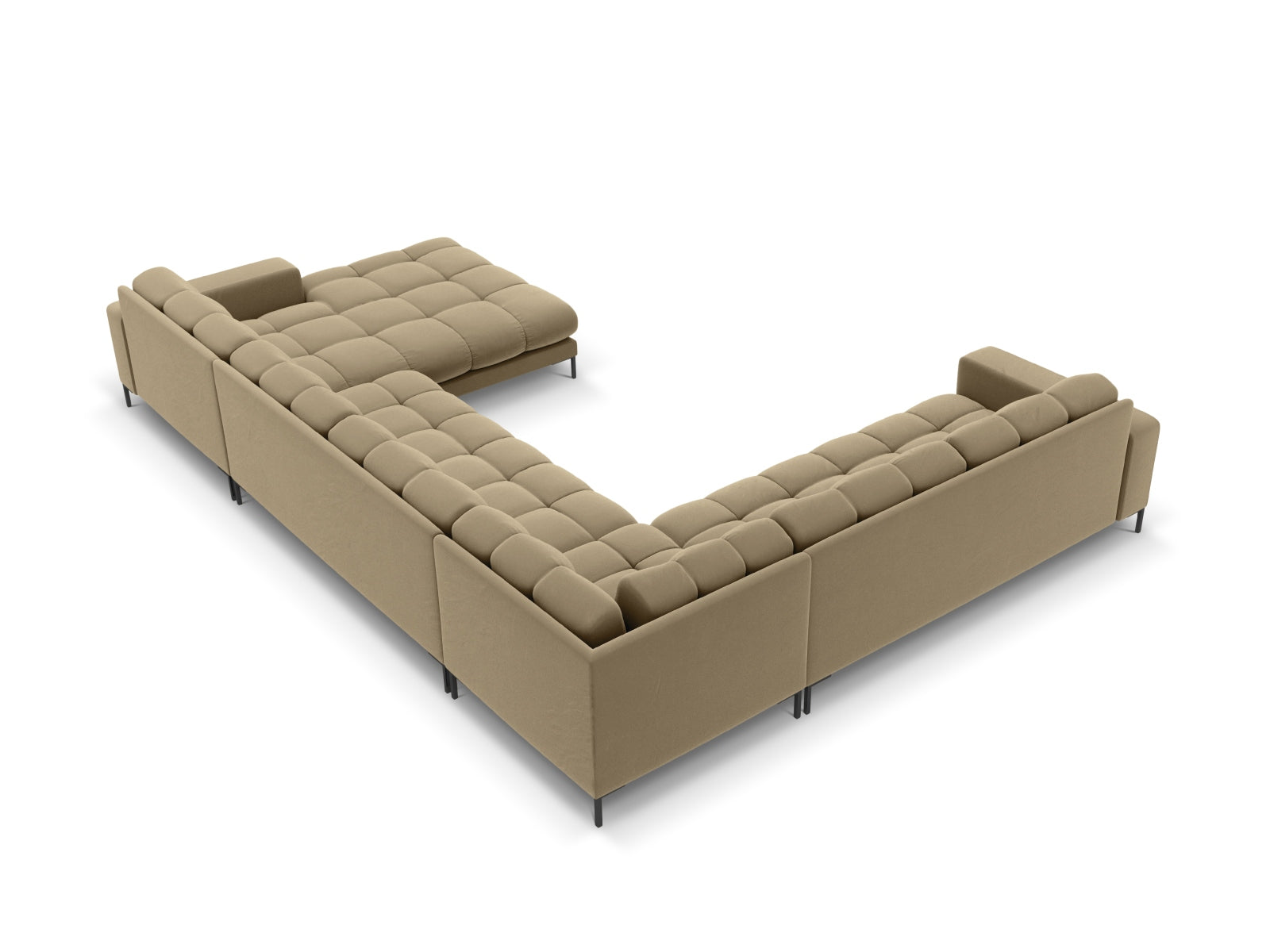Mamaia Velour Panoramic Ecksofa links 7 Sitzer in Beige/Schwarz präsentiert im Onlineshop von KAQTU Design AG. Ecksofa links ist von Micadoni