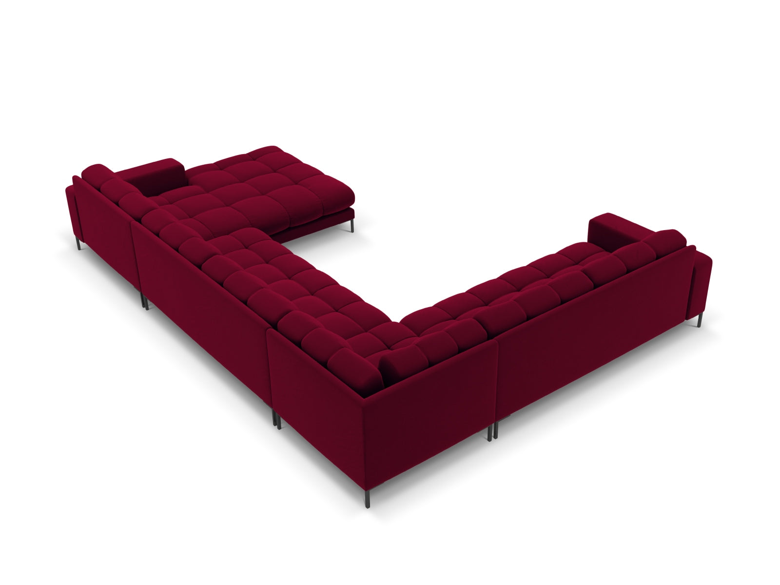 Mamaia Velour Panoramic Ecksofa links 7 Sitzer in Red/Schwarz präsentiert im Onlineshop von KAQTU Design AG. Ecksofa links ist von Micadoni