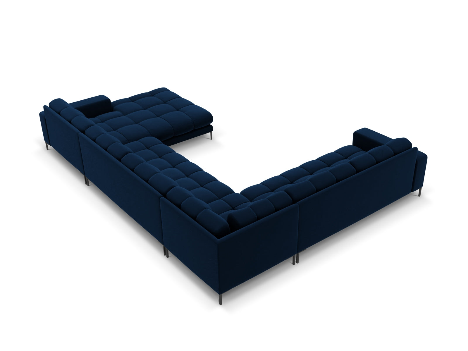 Mamaia Velour Panoramic Ecksofa links 7 Sitzer in Royal Blue/Schwarz präsentiert im Onlineshop von KAQTU Design AG. Ecksofa links ist von Micadoni