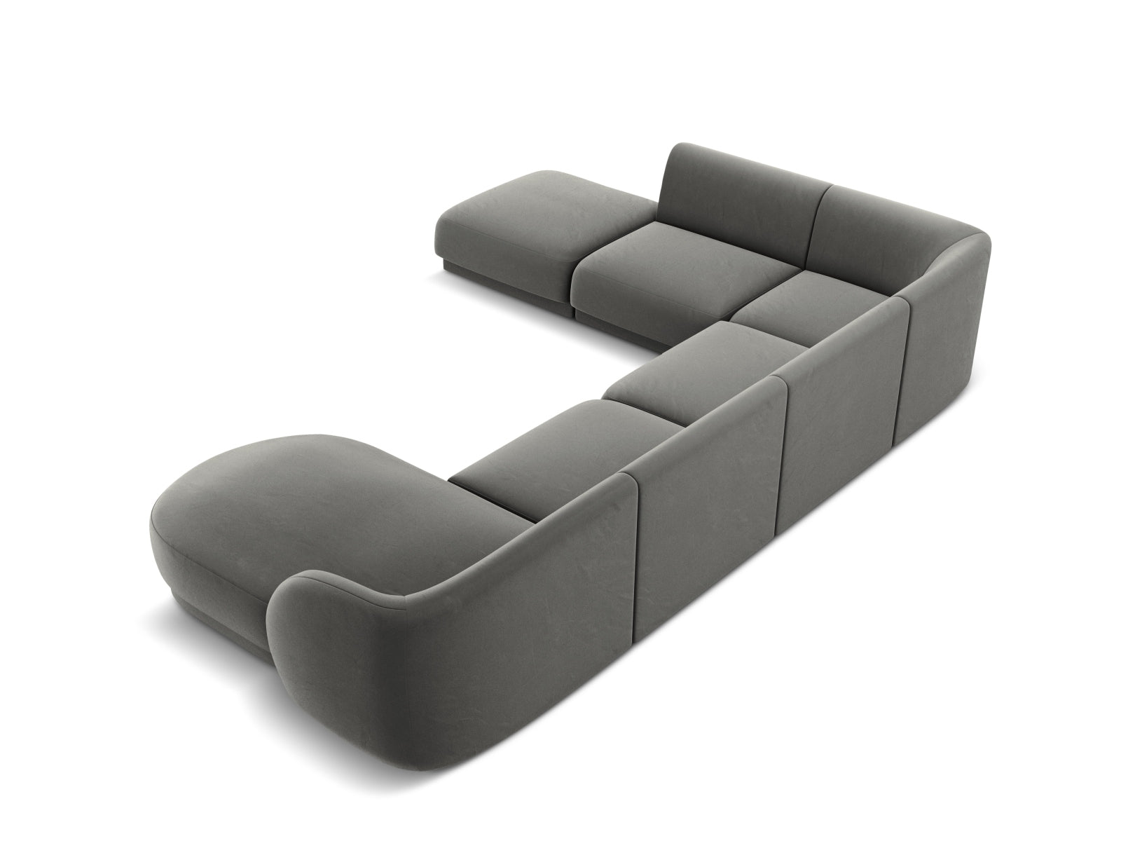 Miley Velour Panoramic Ecksofa links 6 Sitzer in Light Grey präsentiert im Onlineshop von KAQTU Design AG. Ecksofa links ist von Micadoni
