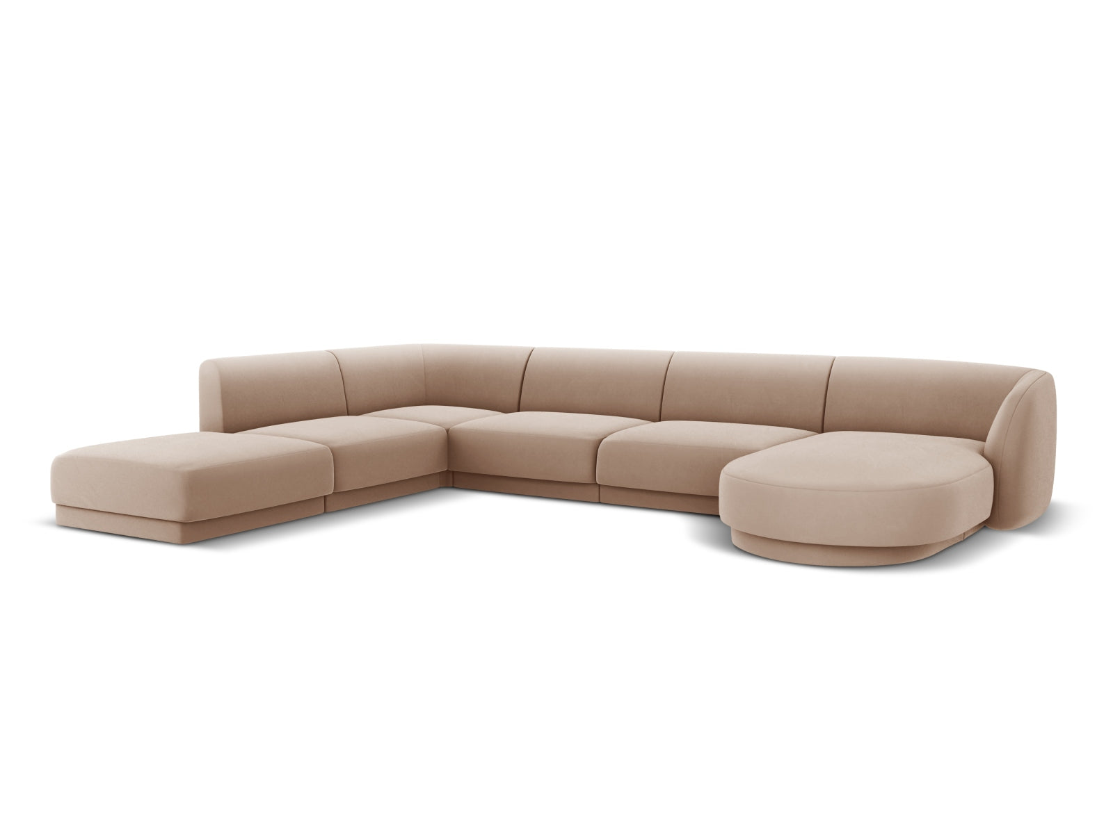 Miley Velour Panoramic Ecksofa links 6 Sitzer in Cappuccino präsentiert im Onlineshop von KAQTU Design AG. Ecksofa links ist von Micadoni