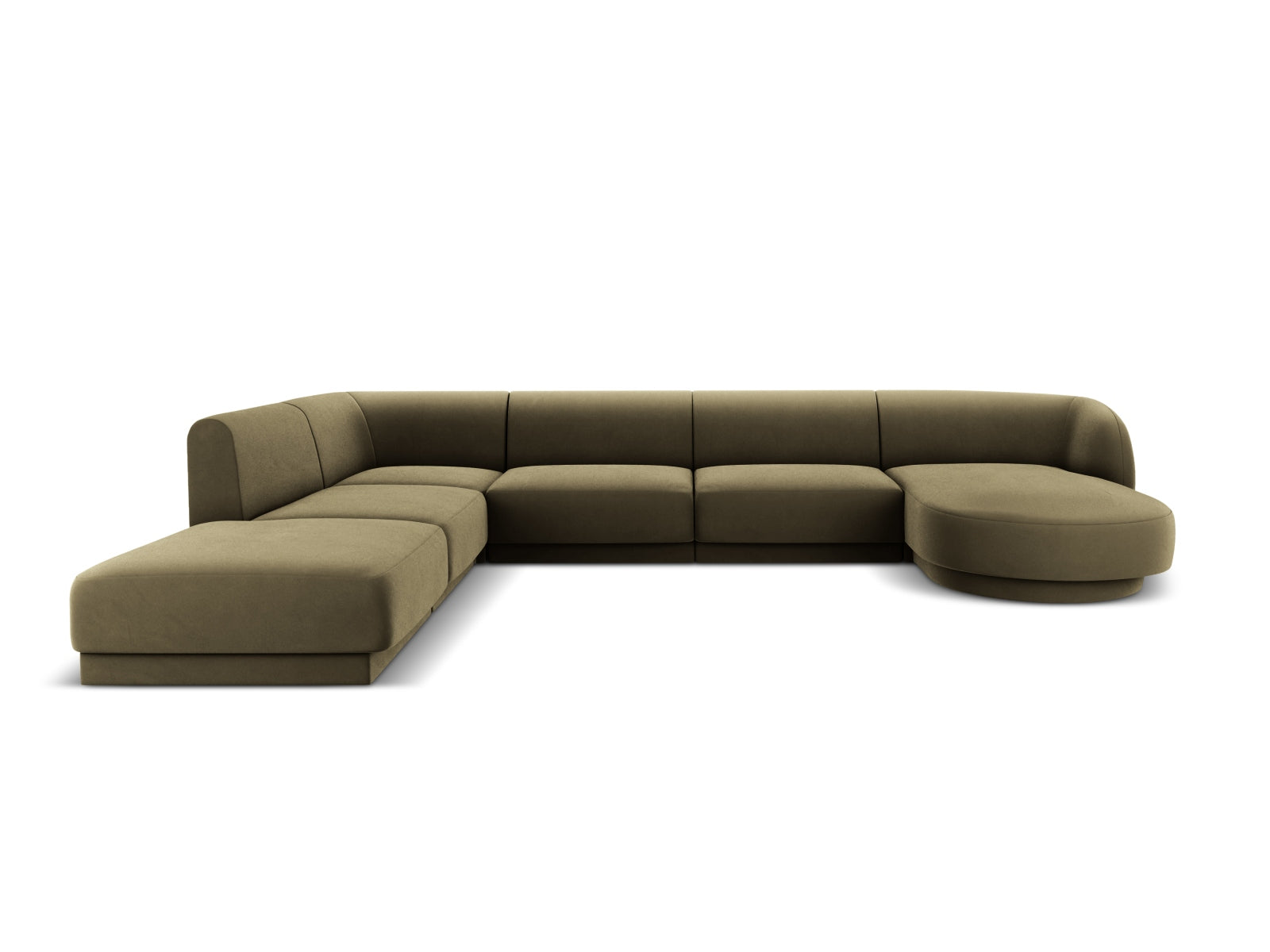 Miley Velour Panoramic Ecksofa links 6 Sitzer in Green präsentiert im Onlineshop von KAQTU Design AG. Ecksofa links ist von Micadoni