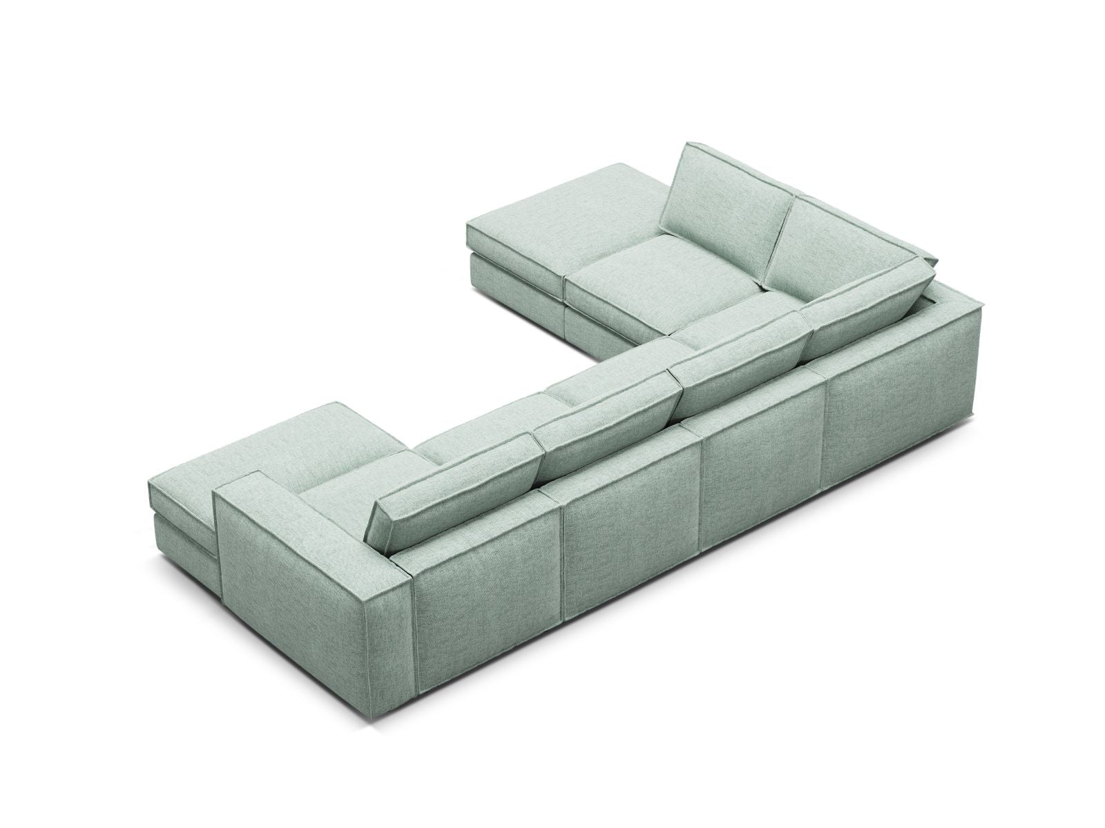 5-Sitzer Modular Ecksofa Panoramic links Pola in Mint-Babel präsentiert im Onlineshop von KAQTU Design AG. Ecksofa links ist von Micadoni