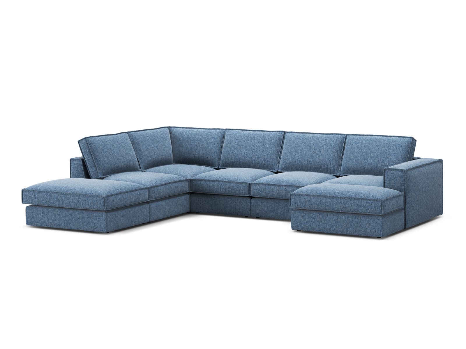 5-Sitzer Modular Ecksofa Panoramic links Pola in Dark Blue-Babel präsentiert im Onlineshop von KAQTU Design AG. Ecksofa links ist von Micadoni