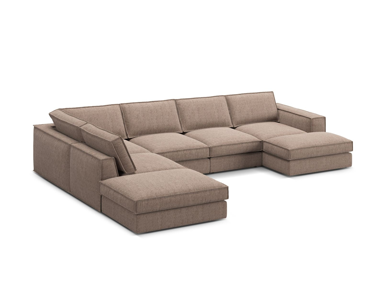 5-Sitzer Modular Ecksofa Panoramic links Pola in Light Brown-Babel präsentiert im Onlineshop von KAQTU Design AG. Ecksofa links ist von Micadoni