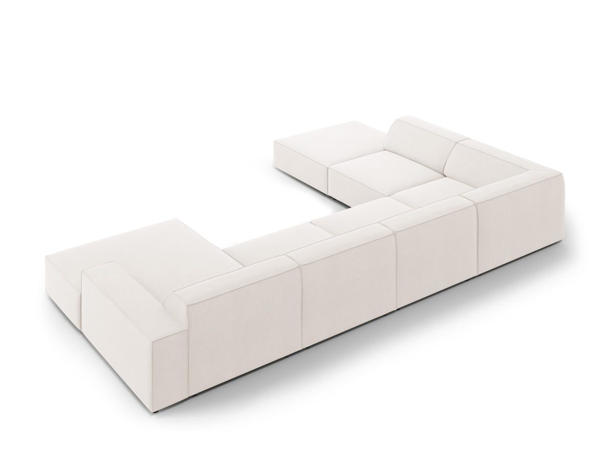 Jodie Modulares Panoramic Ecksofa links 7 Sitzer in Light Beige-Megan präsentiert im Onlineshop von KAQTU Design AG. Ecksofa links ist von Micadoni