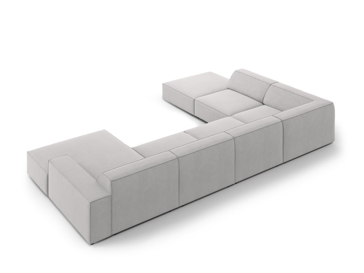 Jodie Modulares Panoramic Ecksofa links 7 Sitzer in Light Grey-Megan präsentiert im Onlineshop von KAQTU Design AG. Ecksofa links ist von Micadoni