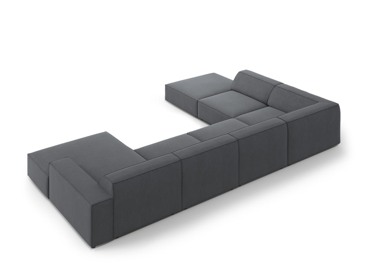 Jodie Modulares Panoramic Ecksofa links 7 Sitzer in Dark Grey-Megan präsentiert im Onlineshop von KAQTU Design AG. Ecksofa links ist von Micadoni