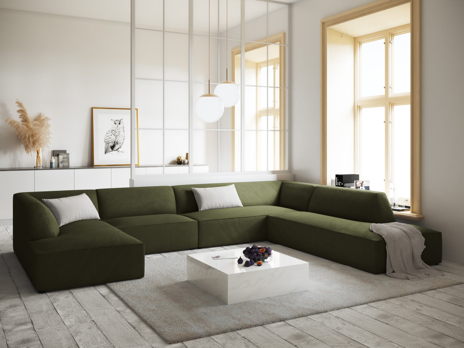 Ruby Panoramic Ecksofa rechts 7 Sitzer in Green präsentiert im Onlineshop von KAQTU Design AG. Ecksofa rechts ist von Micadoni
