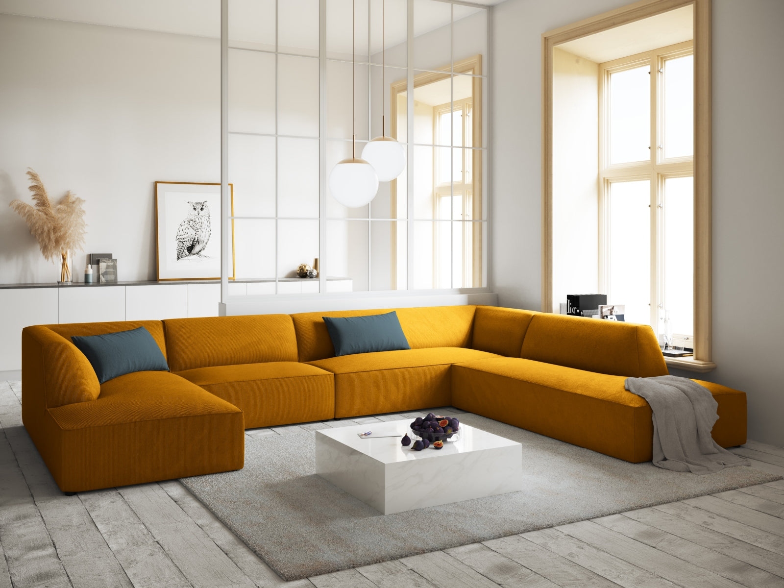 Ruby Panoramic Ecksofa rechts 7 Sitzer in Yellow präsentiert im Onlineshop von KAQTU Design AG. Ecksofa rechts ist von Micadoni