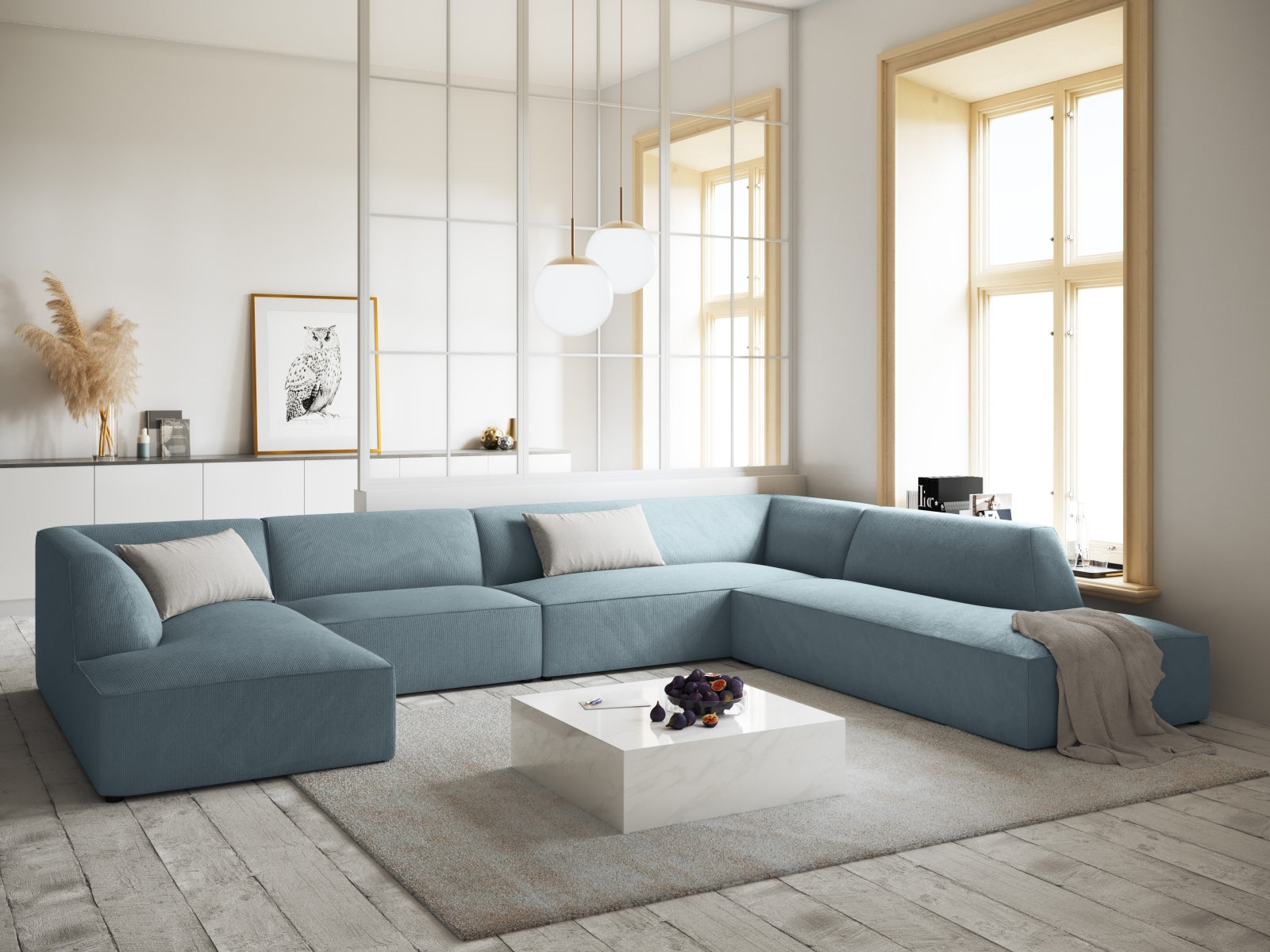 Ruby Panoramic Ecksofa rechts 7 Sitzer in Light Blue präsentiert im Onlineshop von KAQTU Design AG. Ecksofa rechts ist von Micadoni