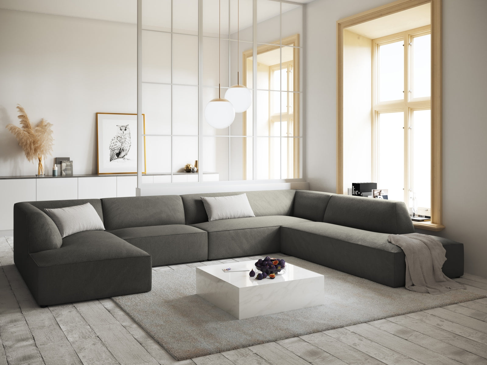 Ruby Panoramic Ecksofa rechts 7 Sitzer in Light Grey präsentiert im Onlineshop von KAQTU Design AG. Ecksofa rechts ist von Micadoni
