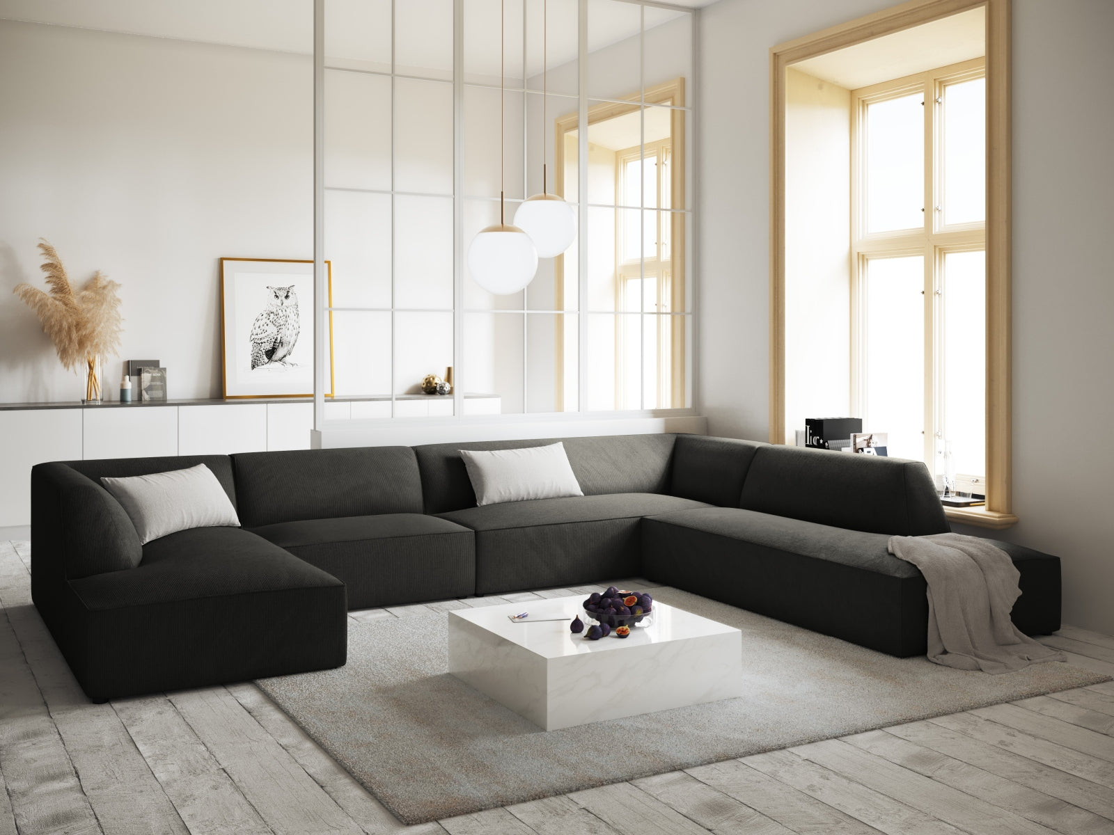 Ruby Panoramic Ecksofa rechts 7 Sitzer in Dark Grey präsentiert im Onlineshop von KAQTU Design AG. Ecksofa rechts ist von Micadoni