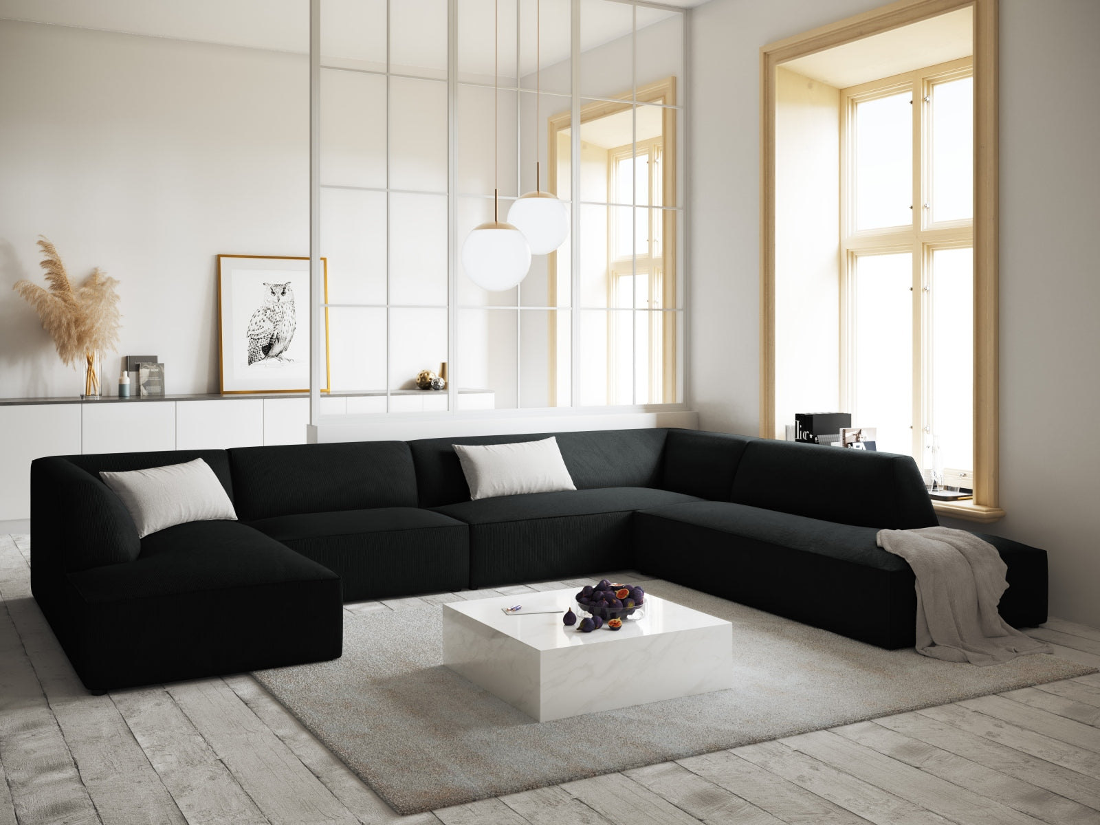 Ruby Panoramic Ecksofa rechts 7 Sitzer in Black präsentiert im Onlineshop von KAQTU Design AG. Ecksofa rechts ist von Micadoni