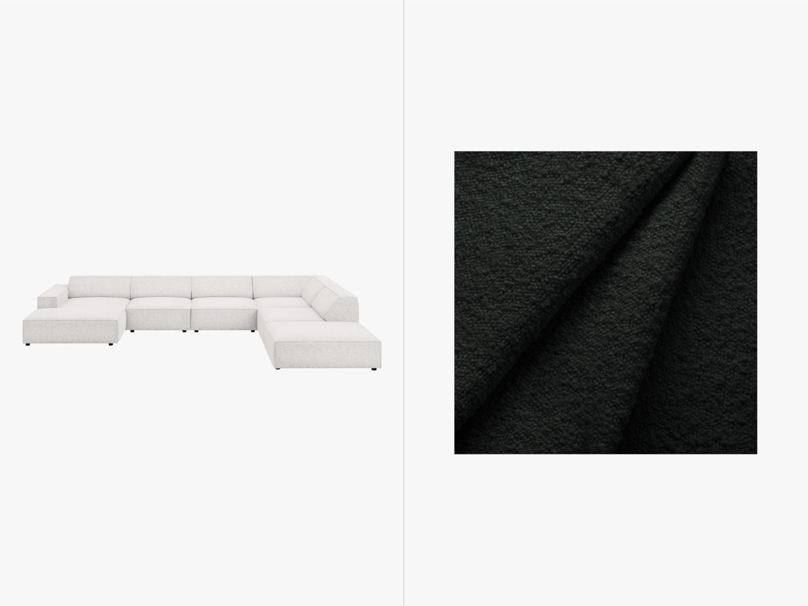 Jodie Boucle modulares Panoramic Ecksofa rechts 7 Sitzer in Black präsentiert im Onlineshop von KAQTU Design AG. Ecksofa rechts ist von Micadoni
