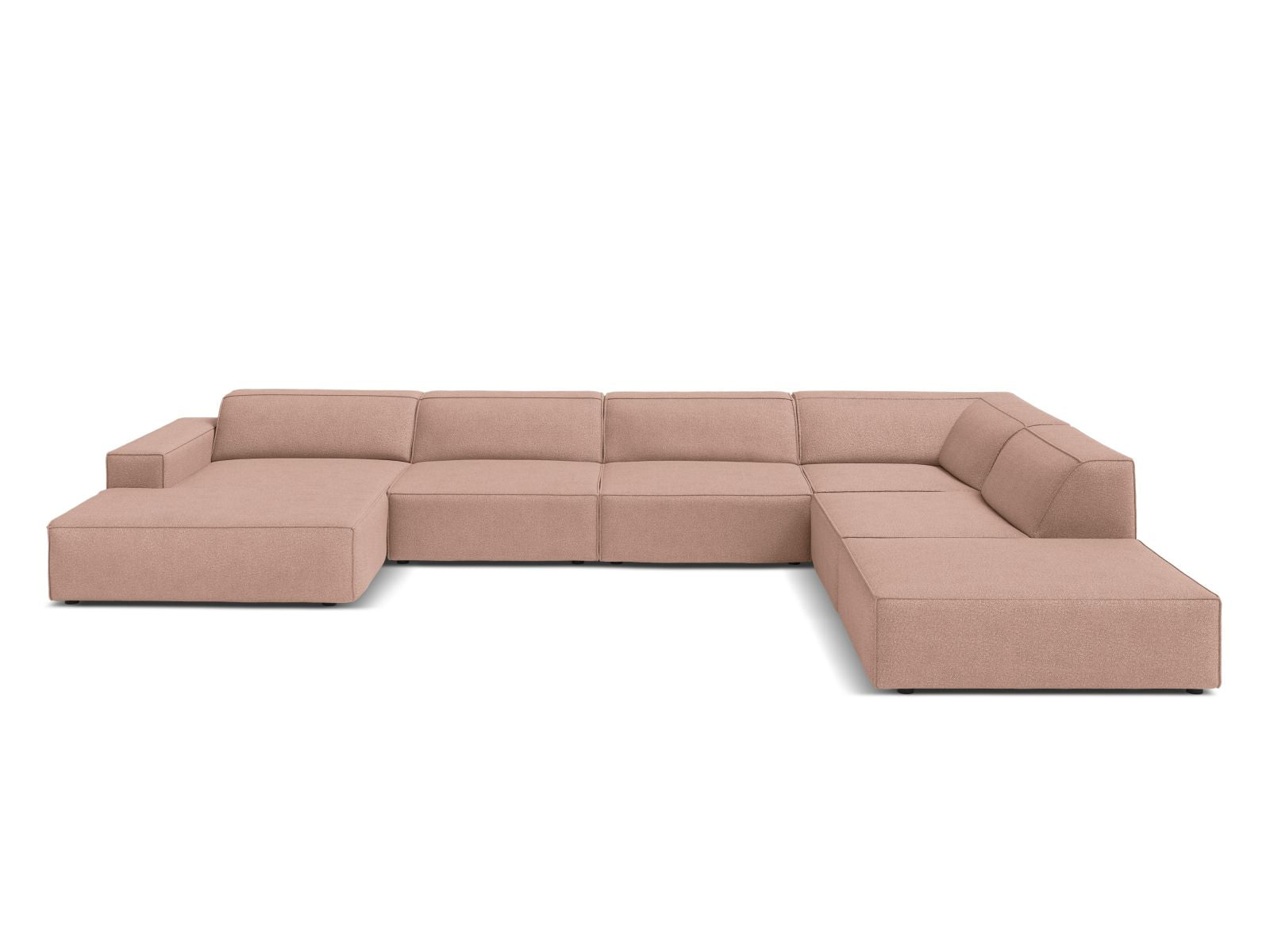 Jodie Boucle modulares Panoramic Ecksofa rechts 7 Sitzer in Powder Pink-Baloo präsentiert im Onlineshop von KAQTU Design AG. Ecksofa rechts ist von Micadoni