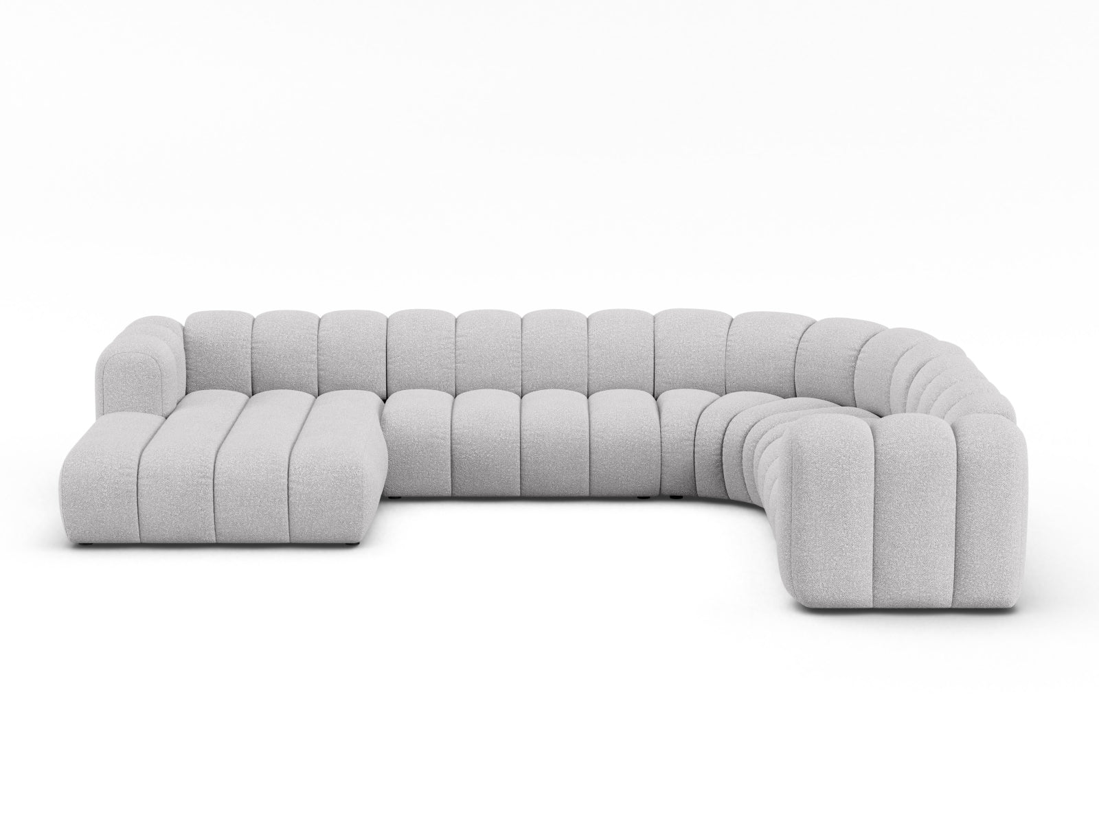 Lupine Boucle Modular Panoramic Ecksofa rechts 6 Sitzer in Light Grey-Baloo präsentiert im Onlineshop von KAQTU Design AG. Ecksofa rechts ist von Micadoni
