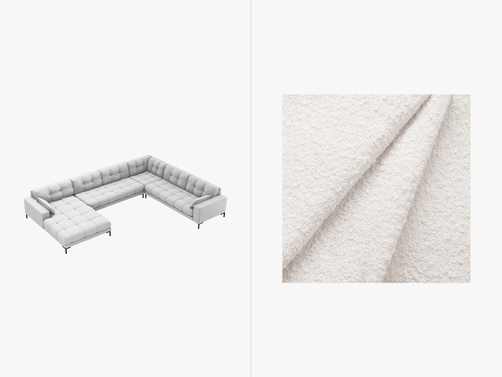 Mamaia Panoramic Ecksofa rechts 7 Sitzer in White/Schwarz präsentiert im Onlineshop von KAQTU Design AG. Ecksofa rechts ist von Micadoni