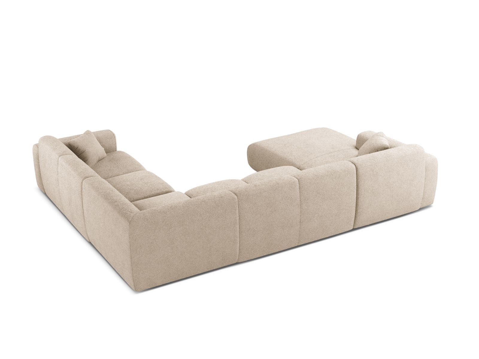 Beige 6-Sitzer Ecksofa Molino von Micadoni, elegantes, modulares Design mit Panoramafunktion, perfekt für gemütliche und stilvolle Wohnzimmer.