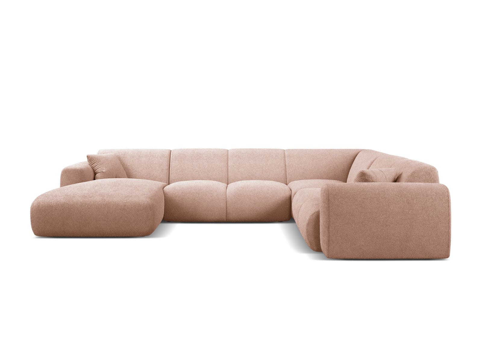 Elegantes 6-Sitzer Ecksofa Molino in sanftem Powder Pink, ideal für stilvolle Wohnräume, präsentiert von Micadoni.