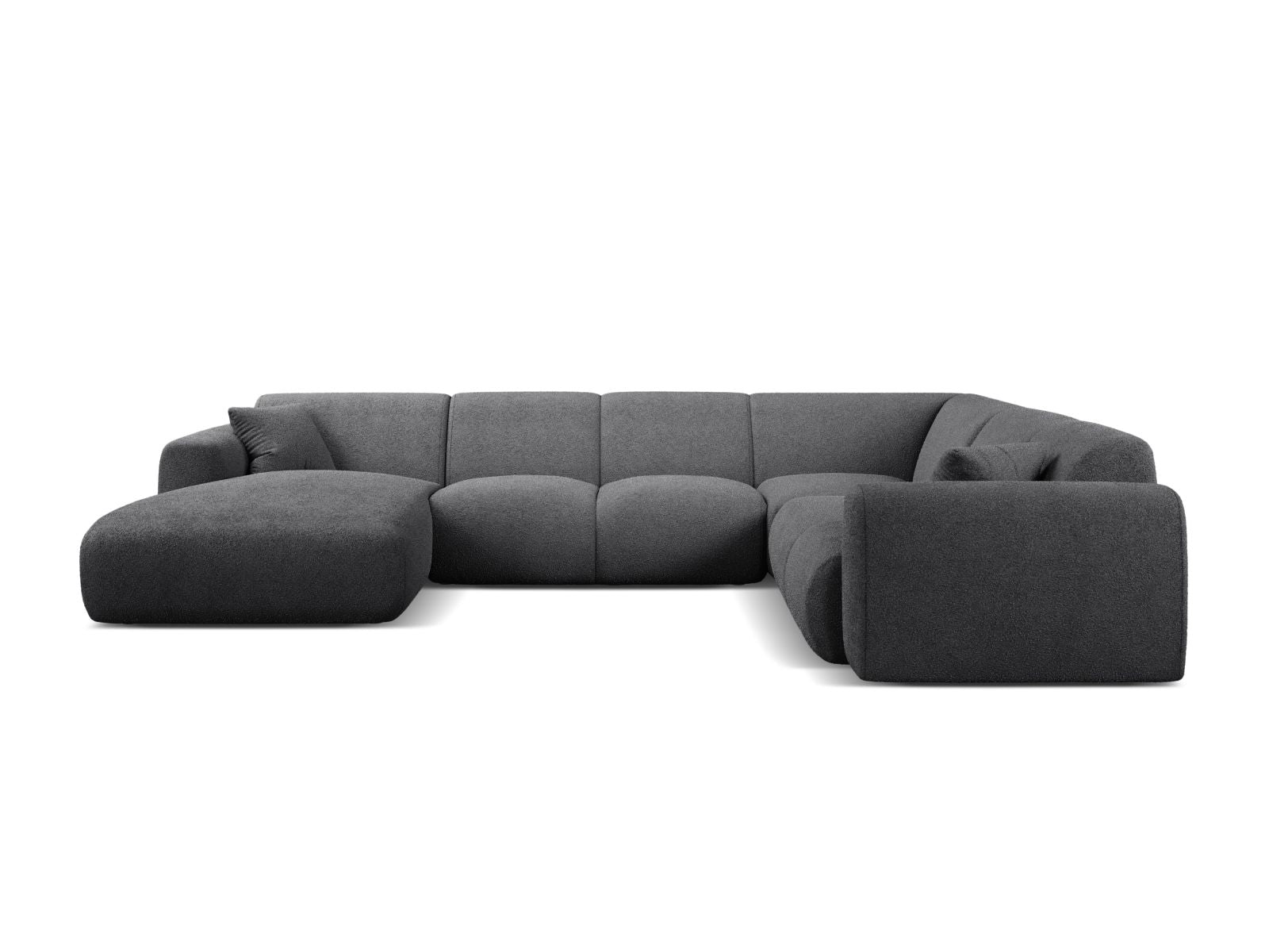 Elegantes 6-Sitzer Ecksofa Molino in Dunkelgrau, ideal für moderne Wohnräume, mit großzügigem Platzangebot und stilvollem Design.