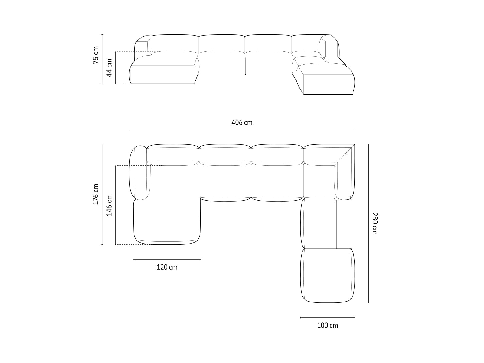 Martina Modulares Panoramic Ecksofa rechts 5 Sitzer in Grey präsentiert im Onlineshop von KAQTU Design AG. Ecksofa rechts ist von Micadoni