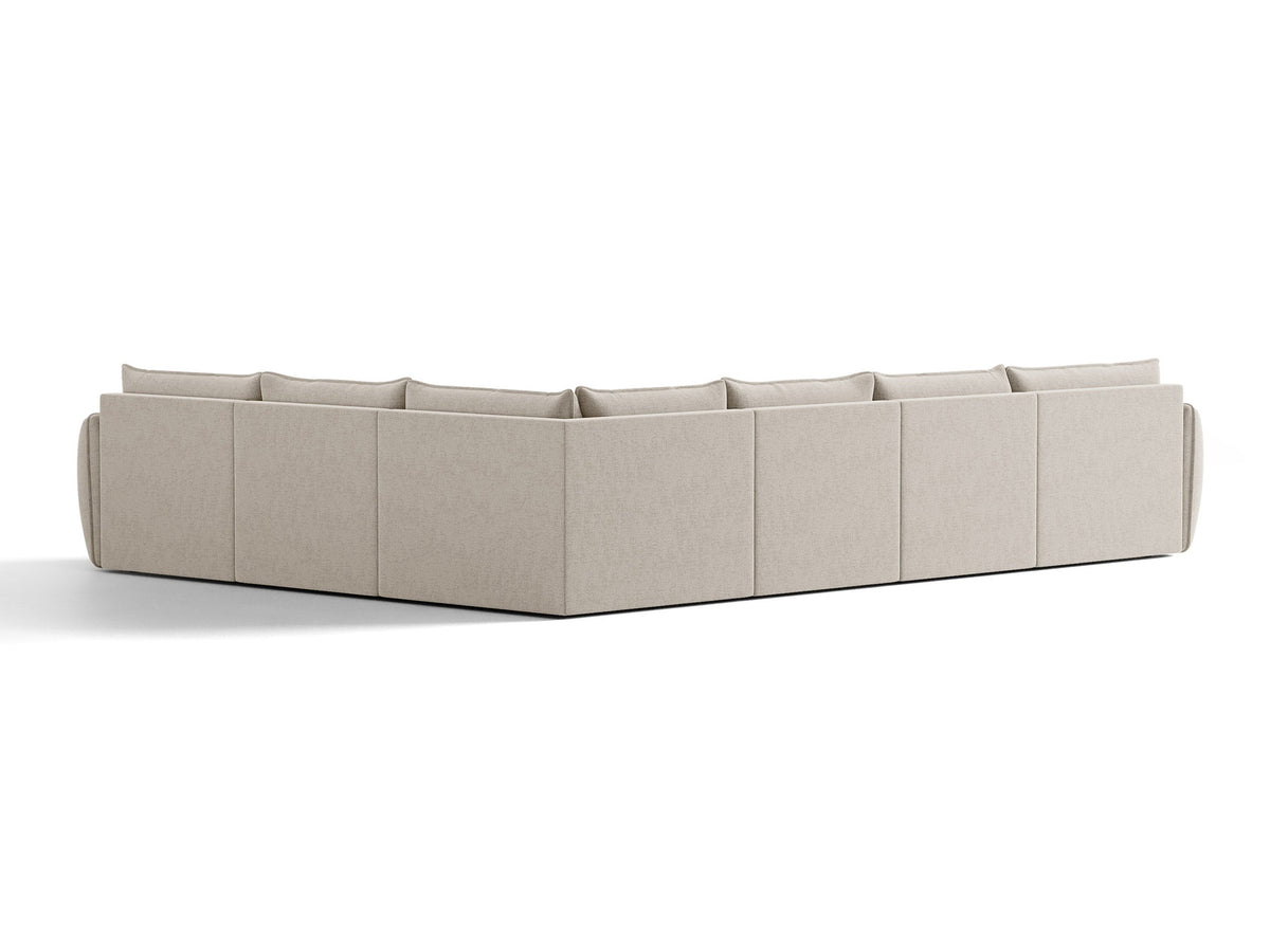 L-Sofa Kaelle Panoramasofa rechts von Micadoni, Stoffbezug, schwarze niedrige Beine