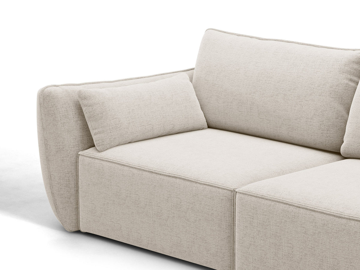 L-Sofa Kaelle Panoramasofa rechts von Micadoni, Stoffbezug, schwarze niedrige Beine