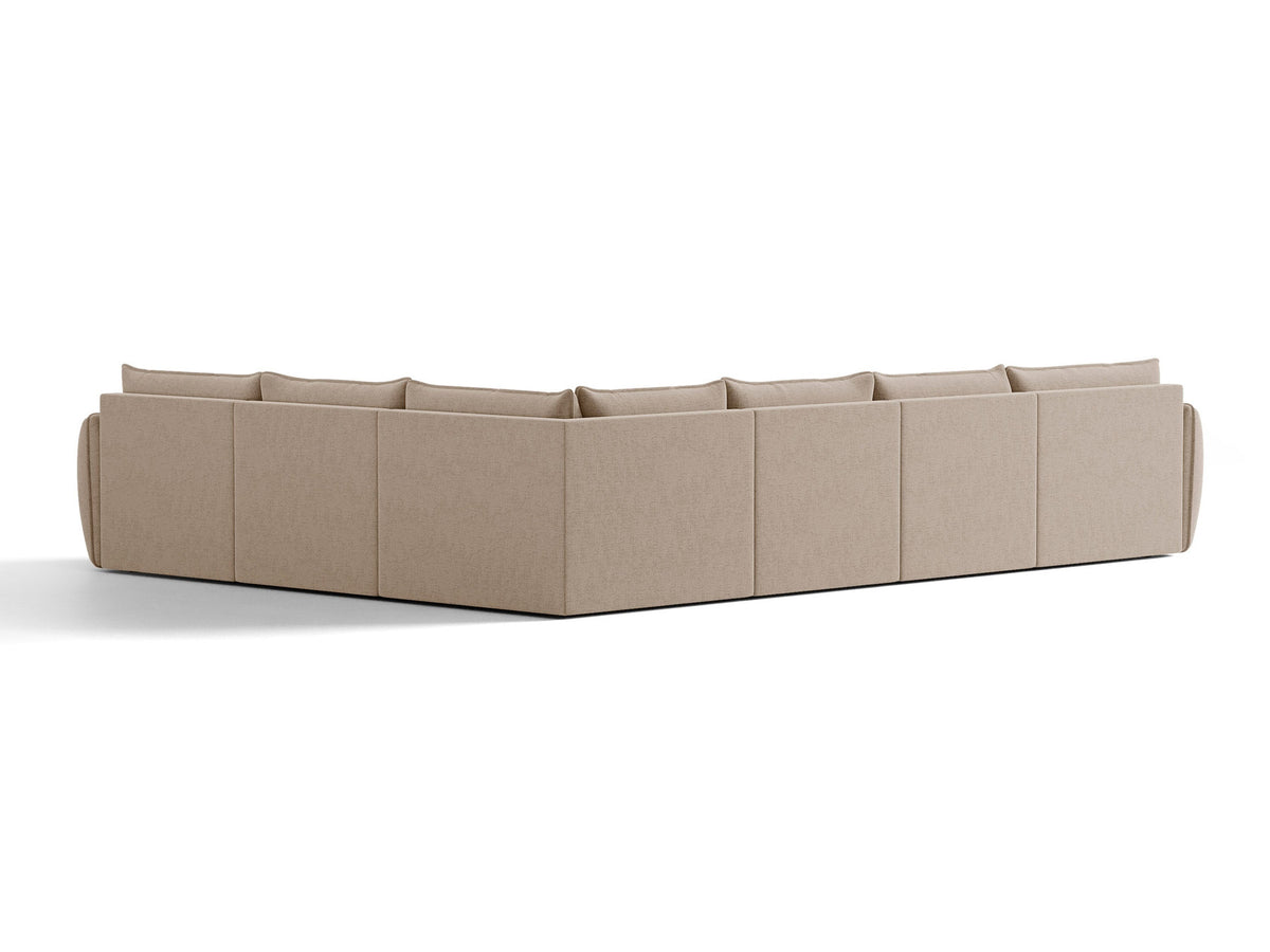 L-Sofa Kaelle Panoramasofa rechts von Micadoni, Stoffbezug, schwarze niedrige Beine