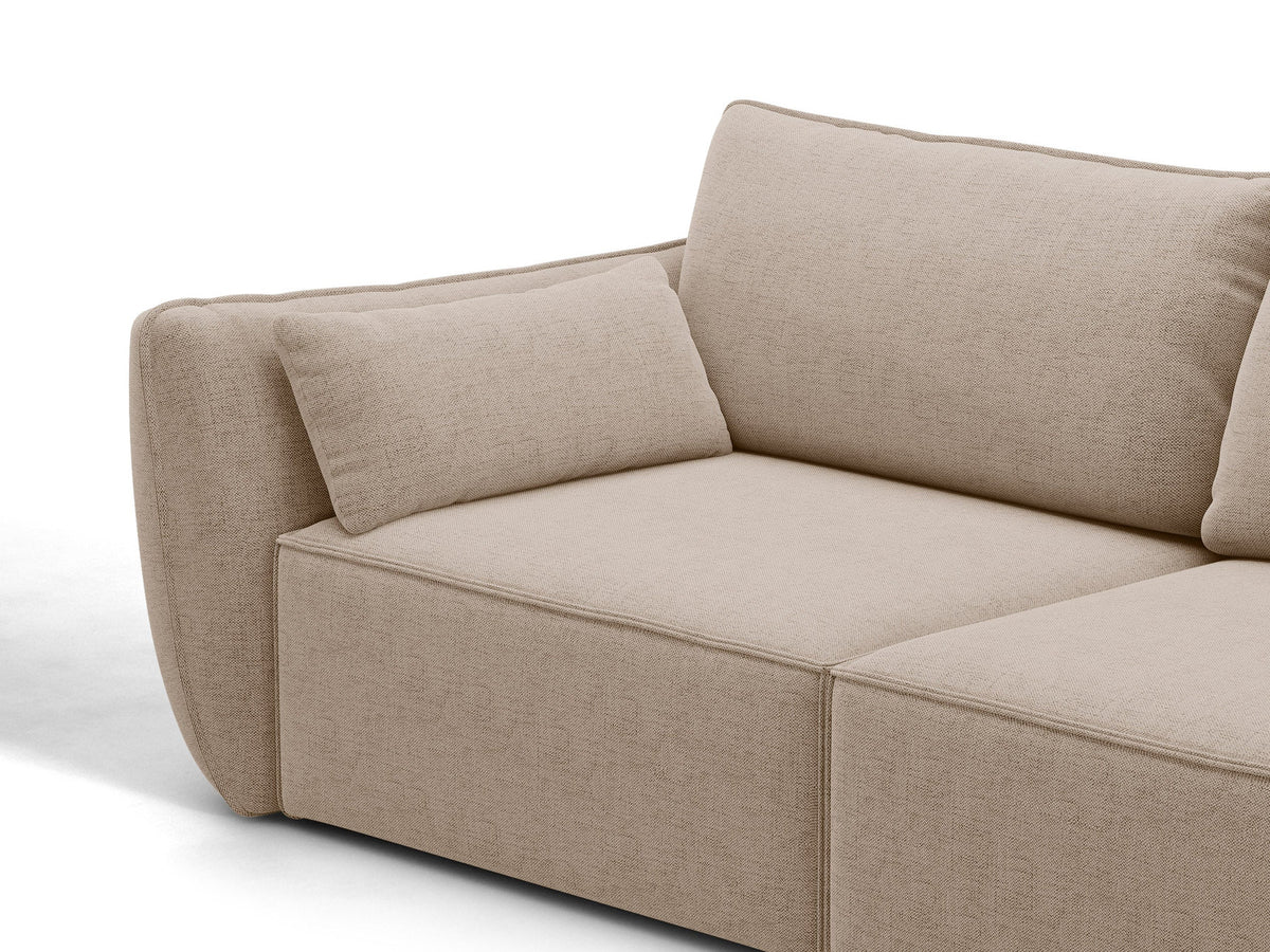 L-Sofa Kaelle Panoramasofa rechts von Micadoni, Stoffbezug, schwarze niedrige Beine