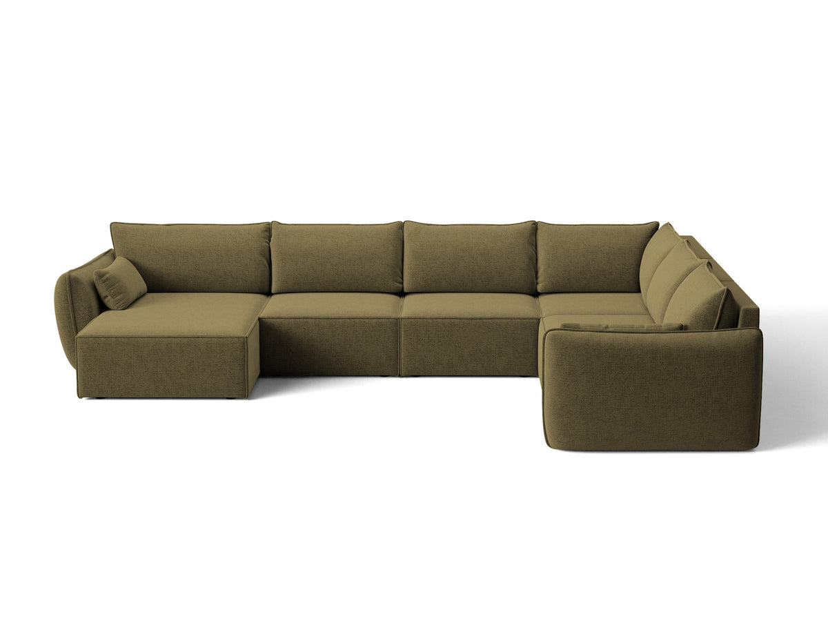 L-Sofa Kaelle Panoramasofa rechts von Micadoni, Stoffbezug, schwarze niedrige Beine