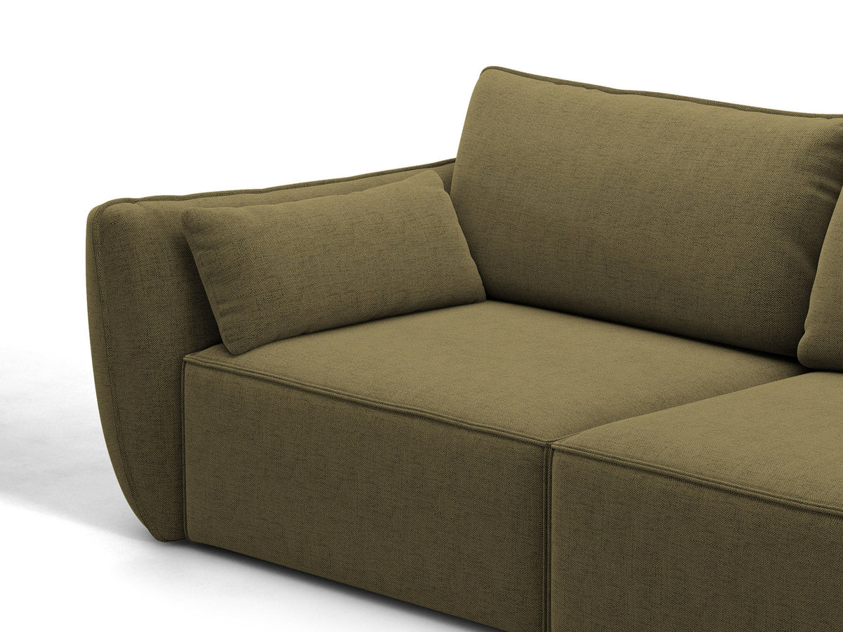L-Sofa Kaelle Panoramasofa rechts von Micadoni, Stoffbezug, schwarze niedrige Beine
