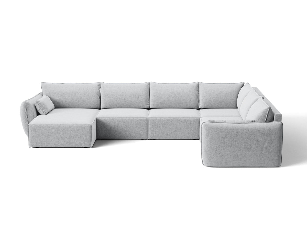 L-Sofa Kaelle Panoramasofa rechts von Micadoni, Stoffbezug, schwarze niedrige Beine