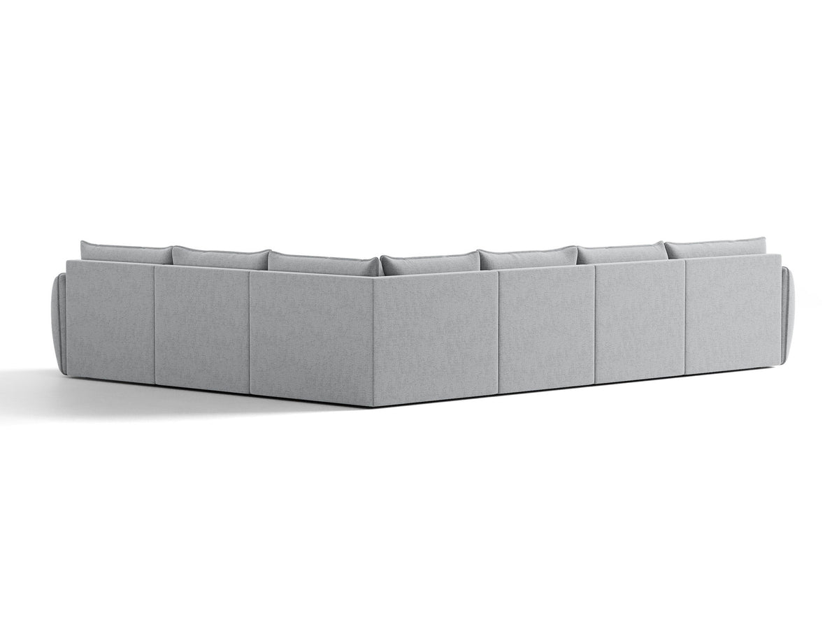 L-Sofa Kaelle Panoramasofa rechts von Micadoni, Stoffbezug, schwarze niedrige Beine