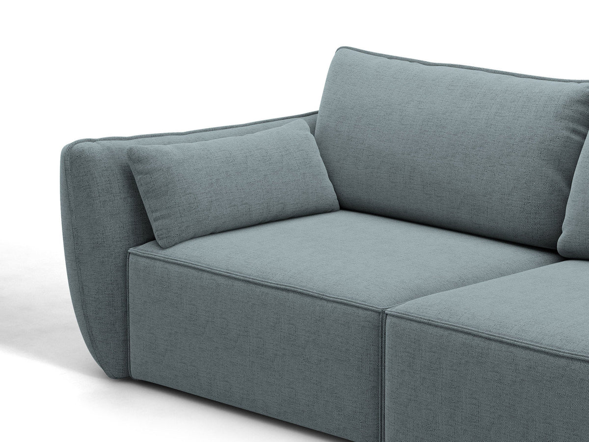 L-Sofa Kaelle Panoramasofa rechts von Micadoni, Stoffbezug, schwarze niedrige Beine