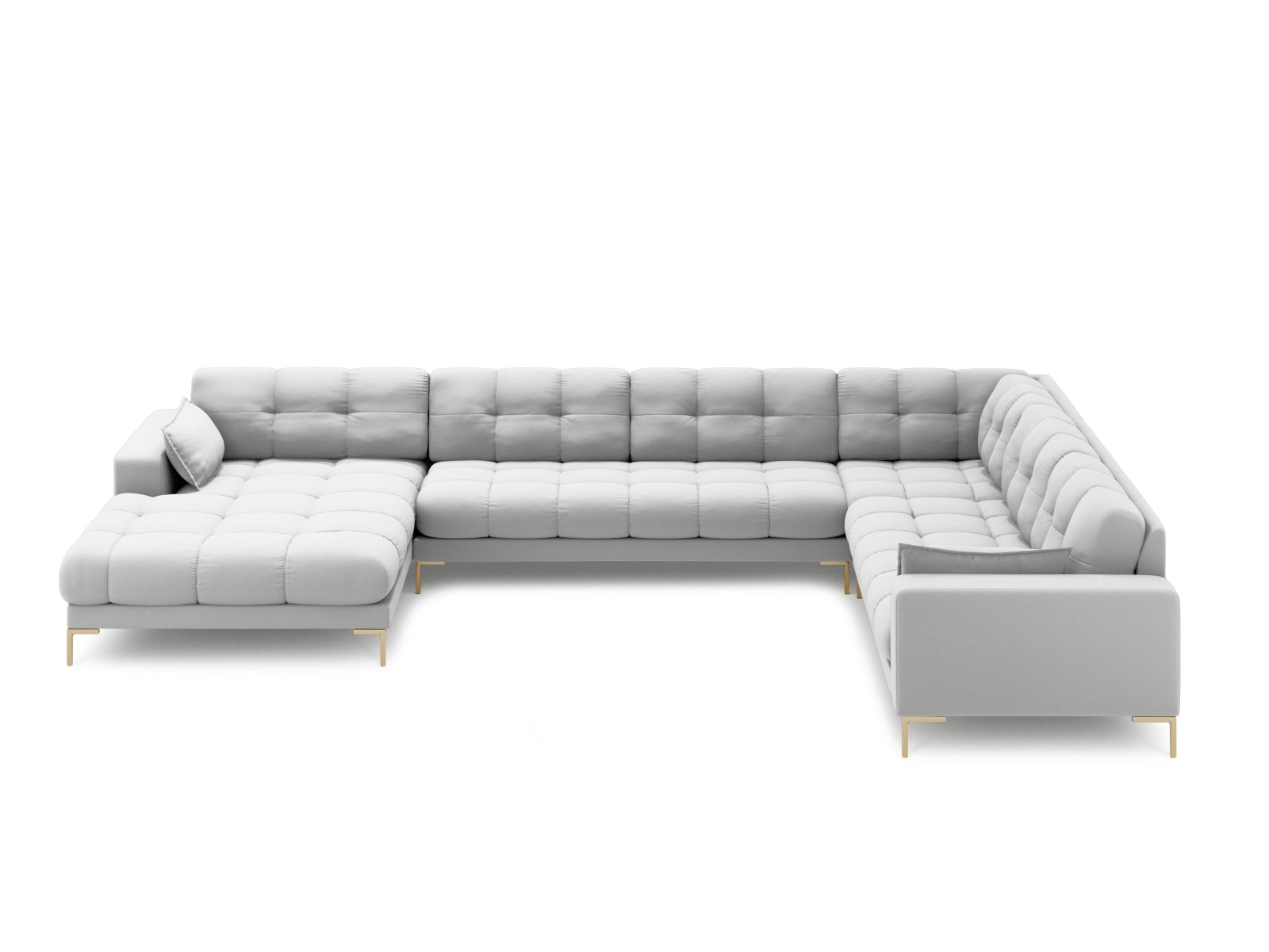 Mamaia Panoramic Ecksofa rechts 7 Sitzer in Light Grey/Gold präsentiert im Onlineshop von KAQTU Design AG. Ecksofa rechts ist von Micadoni