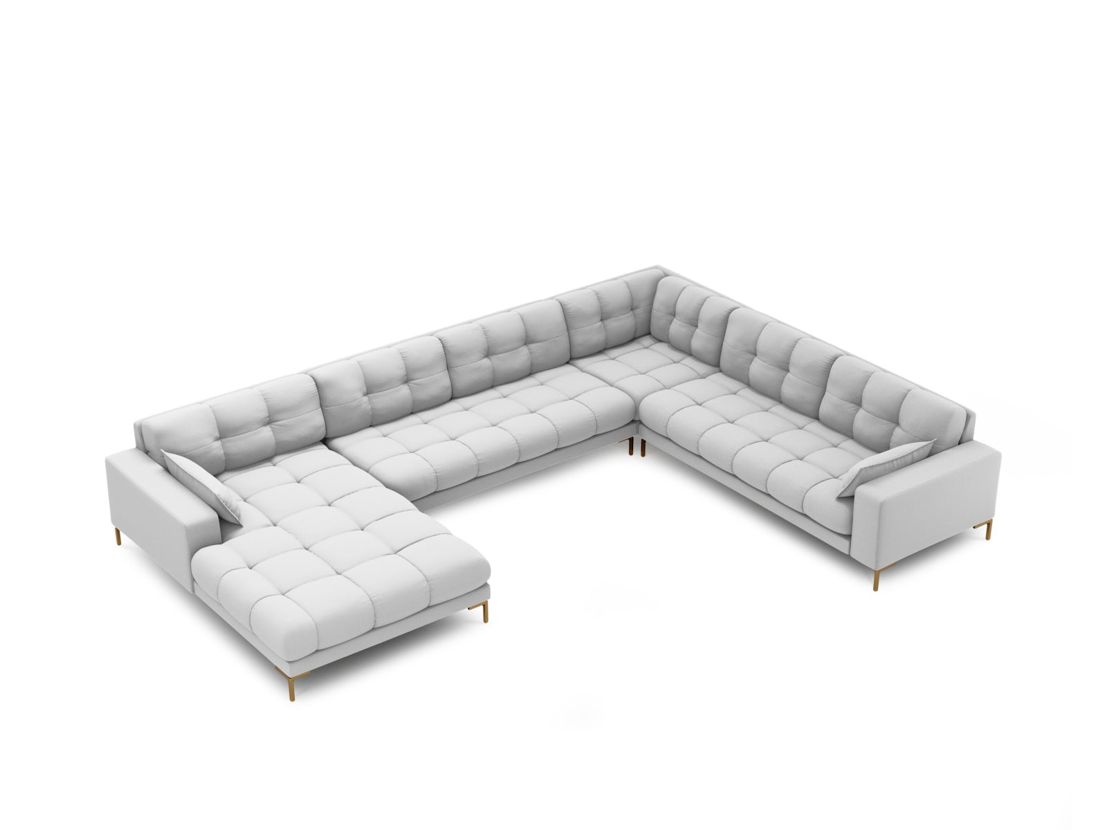 Mamaia Panoramic Ecksofa rechts 7 Sitzer in Light Grey/Gold präsentiert im Onlineshop von KAQTU Design AG. Ecksofa rechts ist von Micadoni