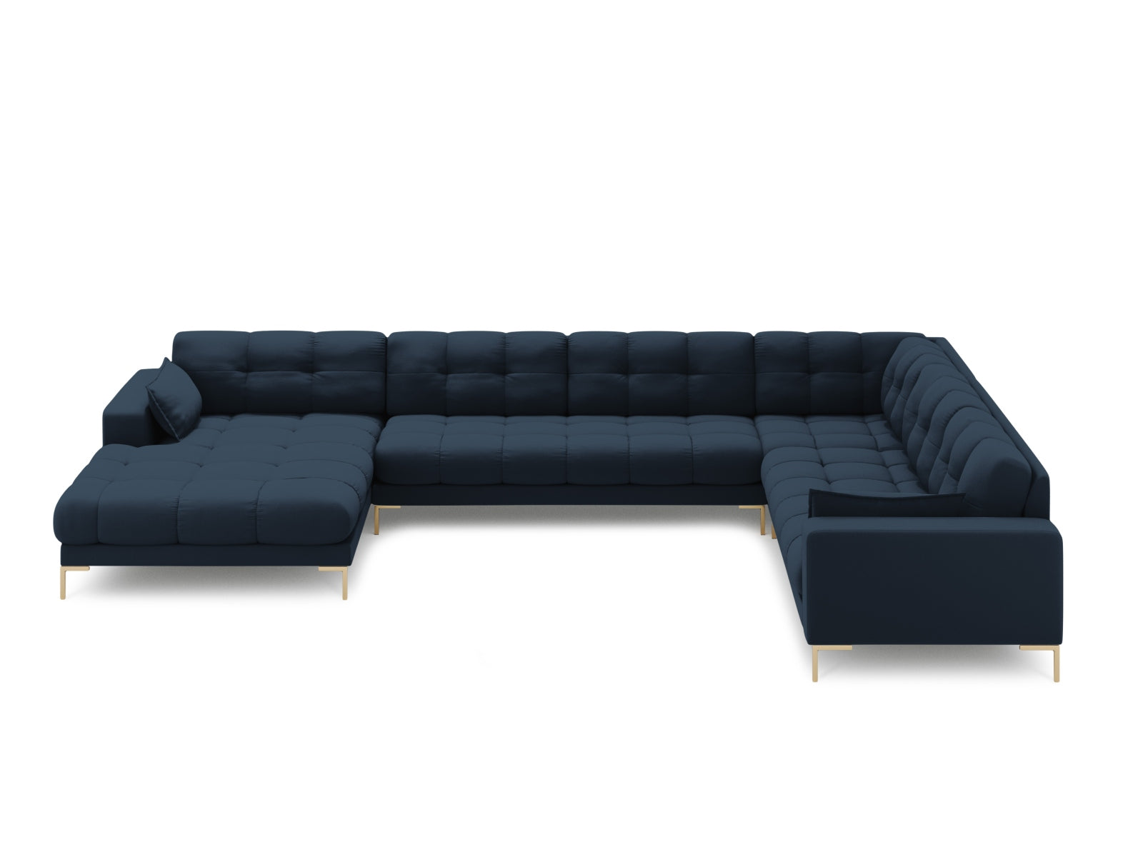 Mamaia Panoramic Ecksofa rechts 7 Sitzer in Blue/Gold präsentiert im Onlineshop von KAQTU Design AG. Ecksofa rechts ist von Micadoni