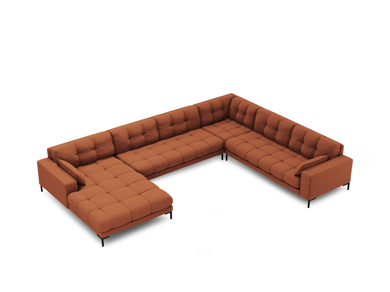 Geräumiges Mamaia Panoramic Ecksofa rechts in ansprechendem Brick und Schwarz-Neve, perfekt für einladende Wohnzimmer.