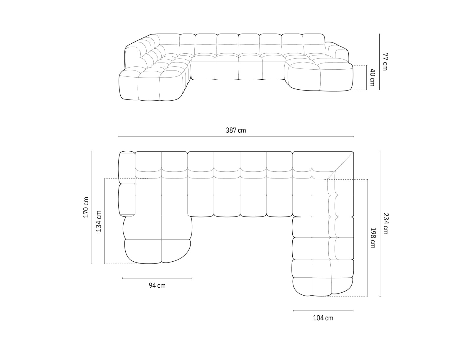 Lisa Velour Panoramic Ecksofa rechts 7 Sitzer in Light Beige präsentiert im Onlineshop von KAQTU Design AG. Ecksofa rechts ist von Micadoni
