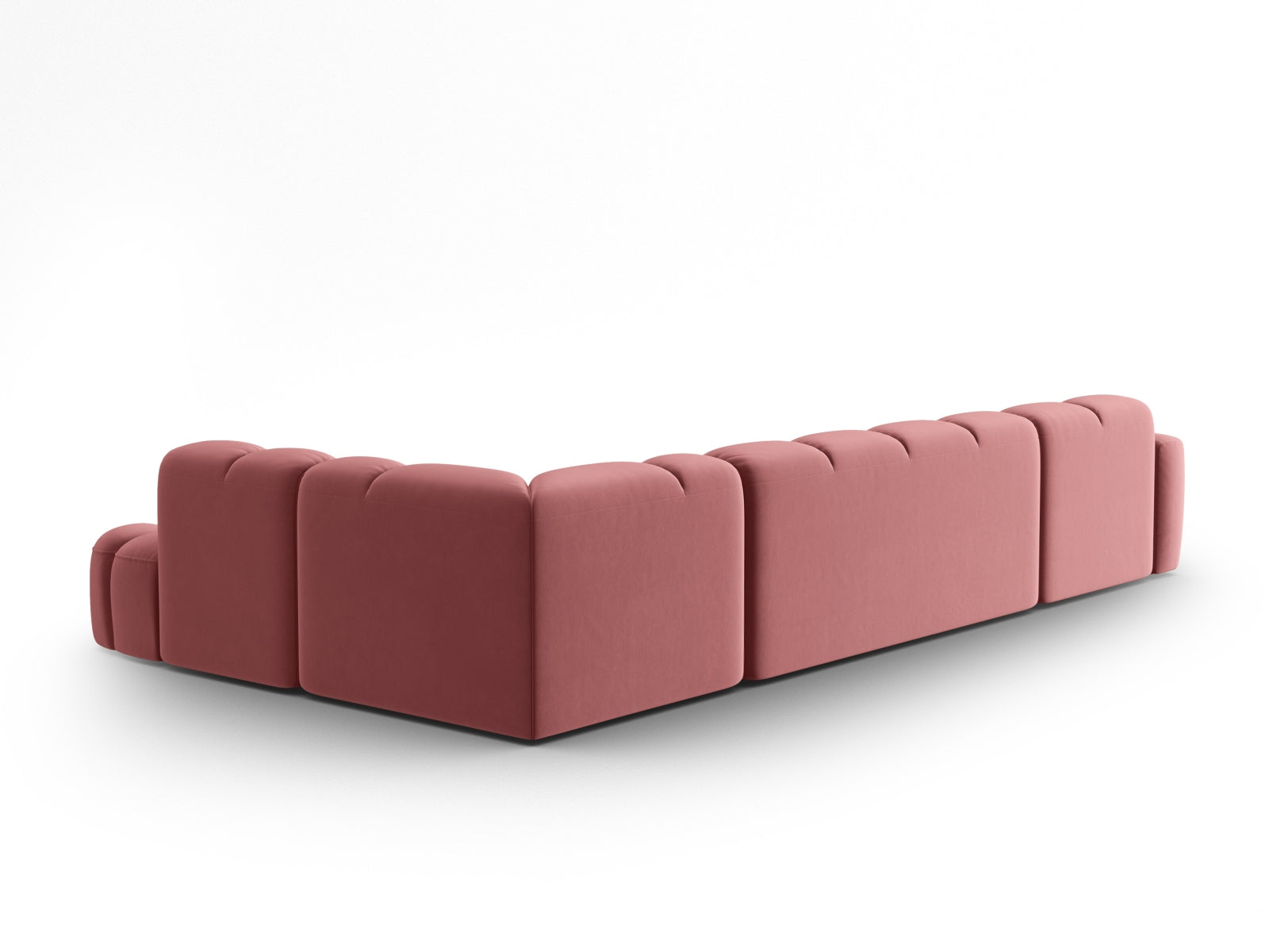 Lisa Velour Panoramic Ecksofa rechts 7 Sitzer in Flamingo präsentiert im Onlineshop von KAQTU Design AG. Ecksofa rechts ist von Micadoni
