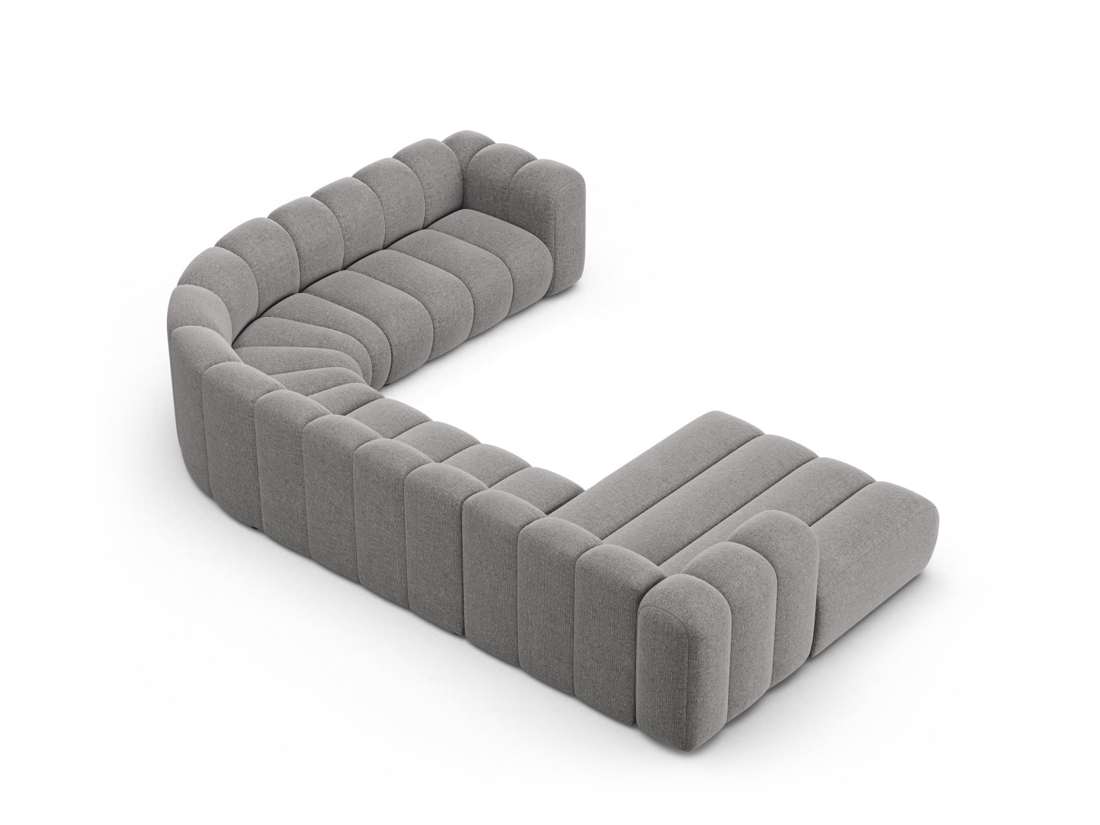 Elegantes, hellgraues 6-Sitzer Ecksofa von Micadoni, ideal für gemütliche Wohnräume und stilvolle Einrichtungsideen.