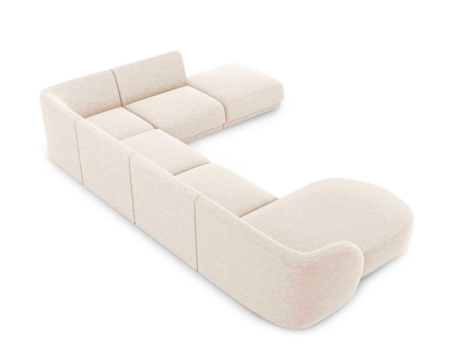 Modernes Miley Panoramic Ecksofa rechts für 6 Personen in Ivory-Eden, perfekt für gesellige Runden und entspannte Stunden im Wohnzimmer.