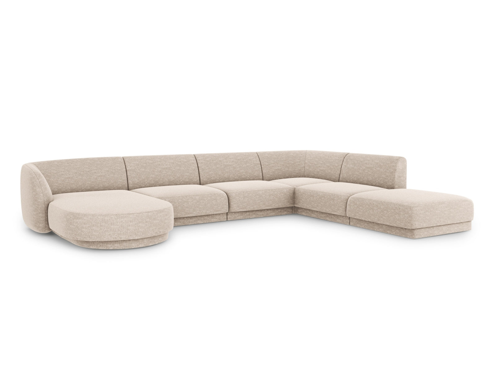 Beige Miley Panoramic Ecksofa rechts für 6 Personen, stilvolles Design von Micadoni, ideal für moderne Wohnräume.
